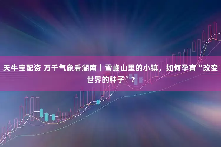 天牛宝配资 万千气象看湖南丨雪峰山里的小镇，如何孕育“改变世界的种子”？